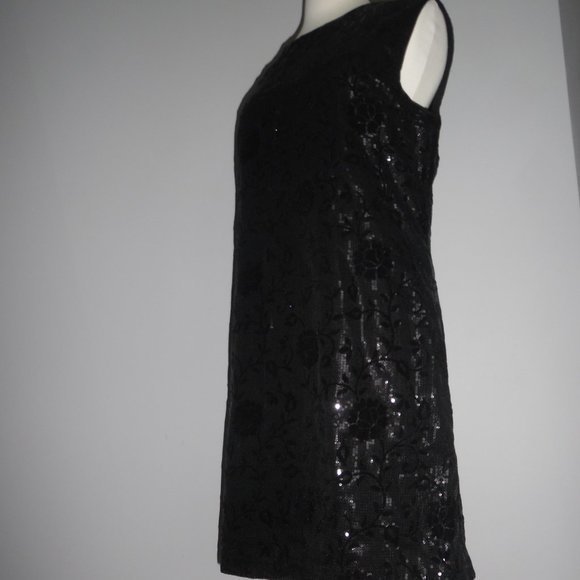 The‎ Kooples Sequin Sleeveless Cocktail Velvet Floral Black Shift Elegant Dress - Picture 8 of 13